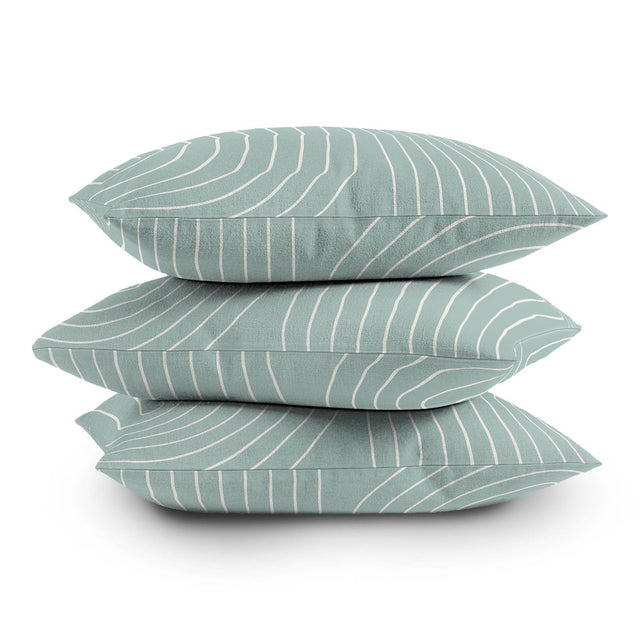 MINIMAL LINE CURVATURE SAGE THROW PILLOW
