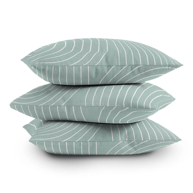 MINIMAL LINE CURVATURE SAGE THROW PILLOW