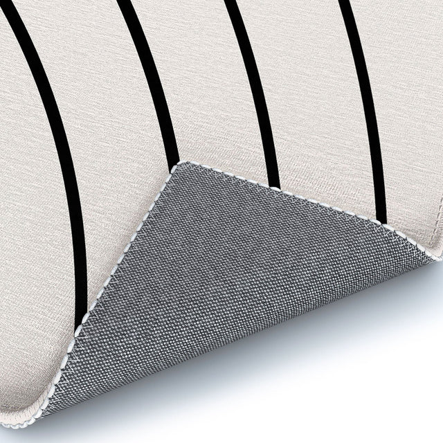 Minimal Line Curvature White Area Rug