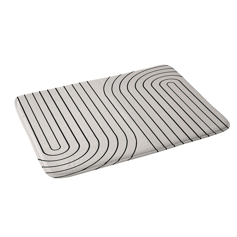 COLOUR POEMS MINIMAL LINE CURVATURE WHITE MEMORY FOAM BATH MAT