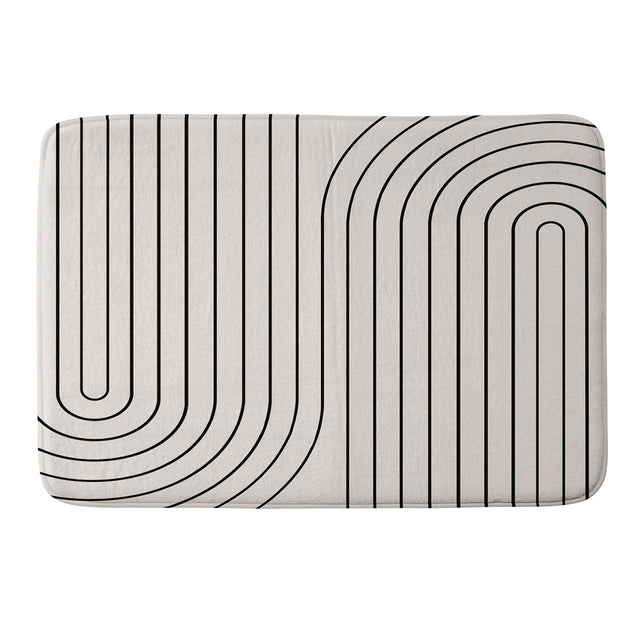 COLOUR POEMS MINIMAL LINE CURVATURE WHITE MEMORY FOAM BATH MAT