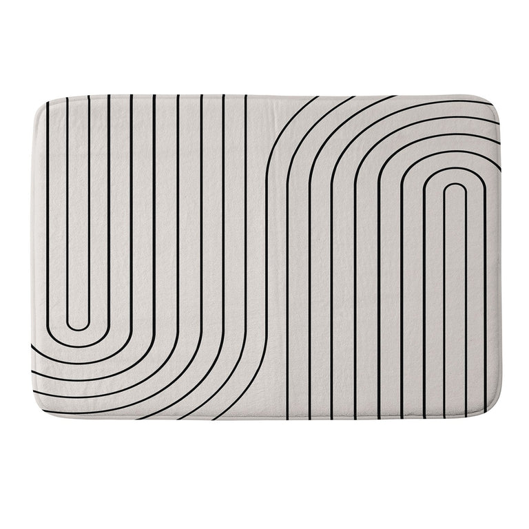 COLOUR POEMS MINIMAL LINE CURVATURE WHITE MEMORY FOAM BATH MAT
