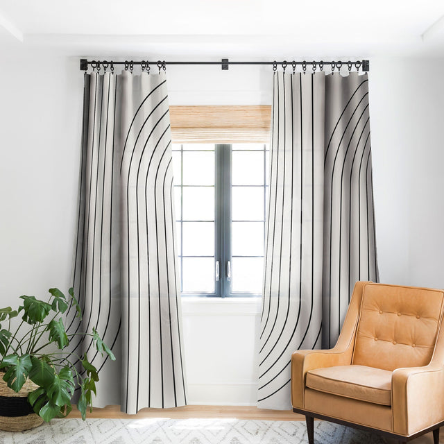 MINIMAL LINE CURVATURE WHITE BLACKOUT NON REPEAT WINDOW CURTAIN