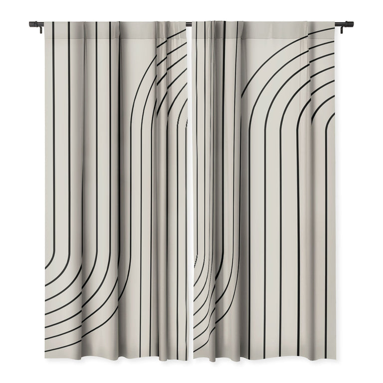 MINIMAL LINE CURVATURE WHITE BLACKOUT NON REPEAT WINDOW CURTAIN
