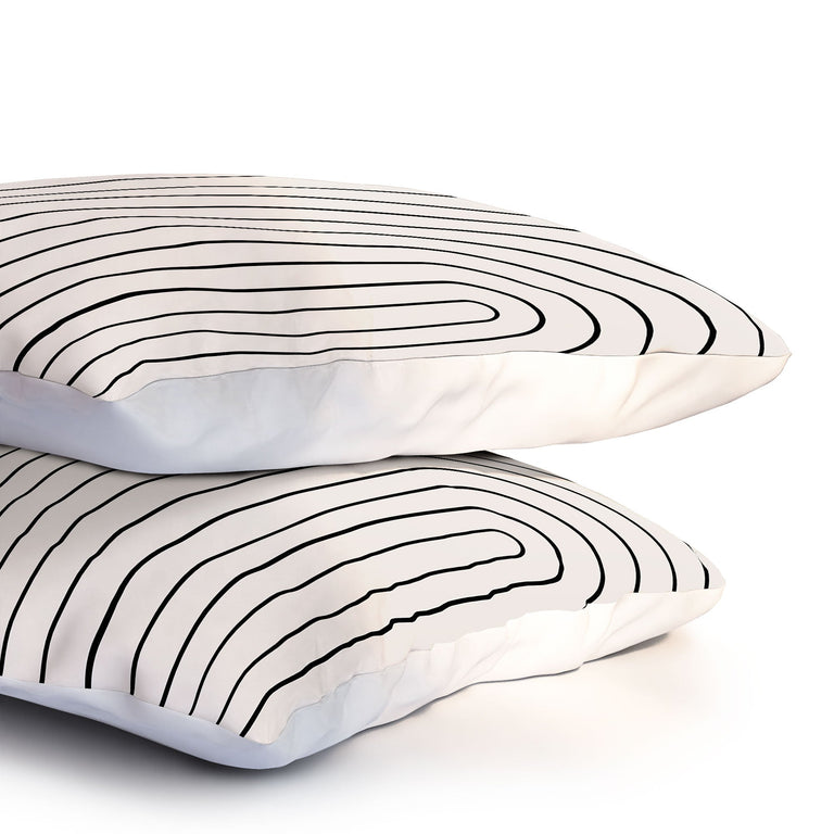 MINIMAL LINE CURVATURE WHITE PILLOW SHAMS