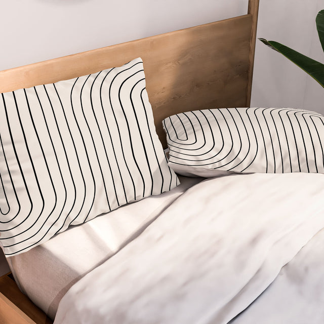 MINIMAL LINE CURVATURE WHITE PILLOW SHAMS