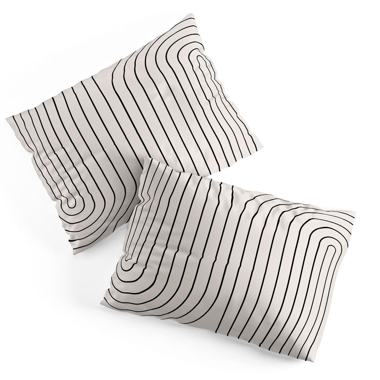 MINIMAL LINE CURVATURE WHITE PILLOW SHAMS