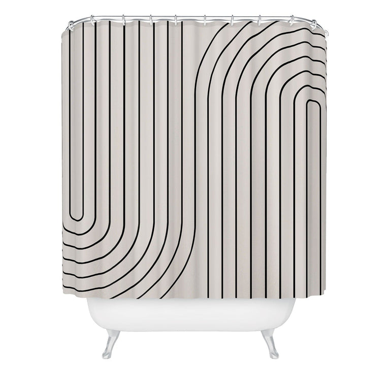 COLOUR POEMS MINIMAL LINE CURVATURE WHITE SHOWER CURTAIN