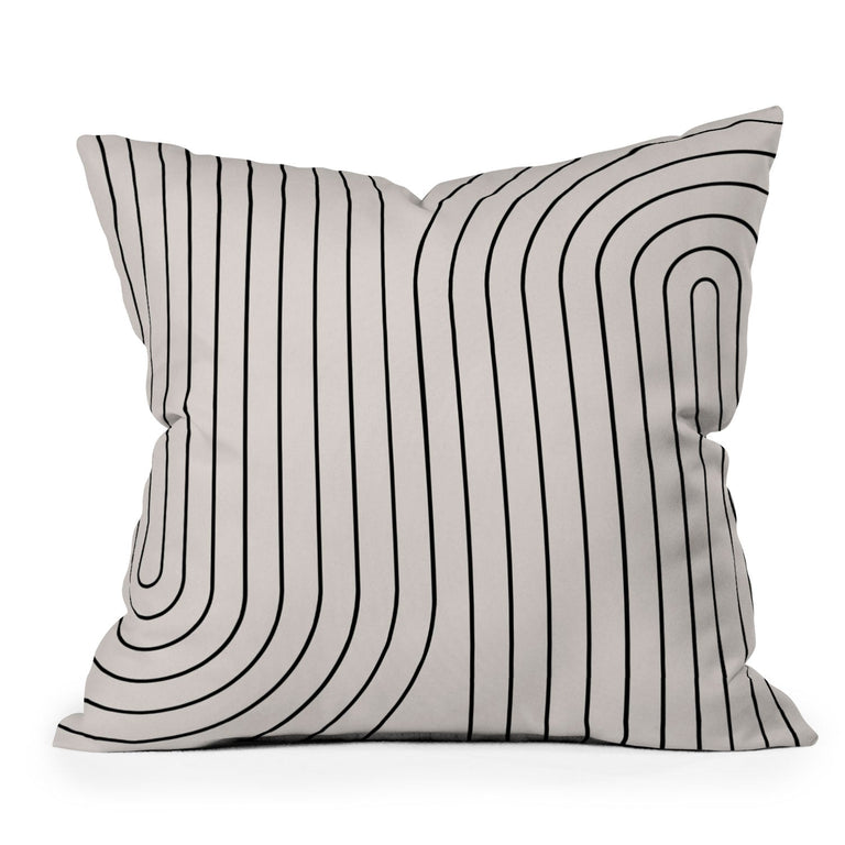 MINIMAL LINE CURVATURE WHITE THROW PILLOW