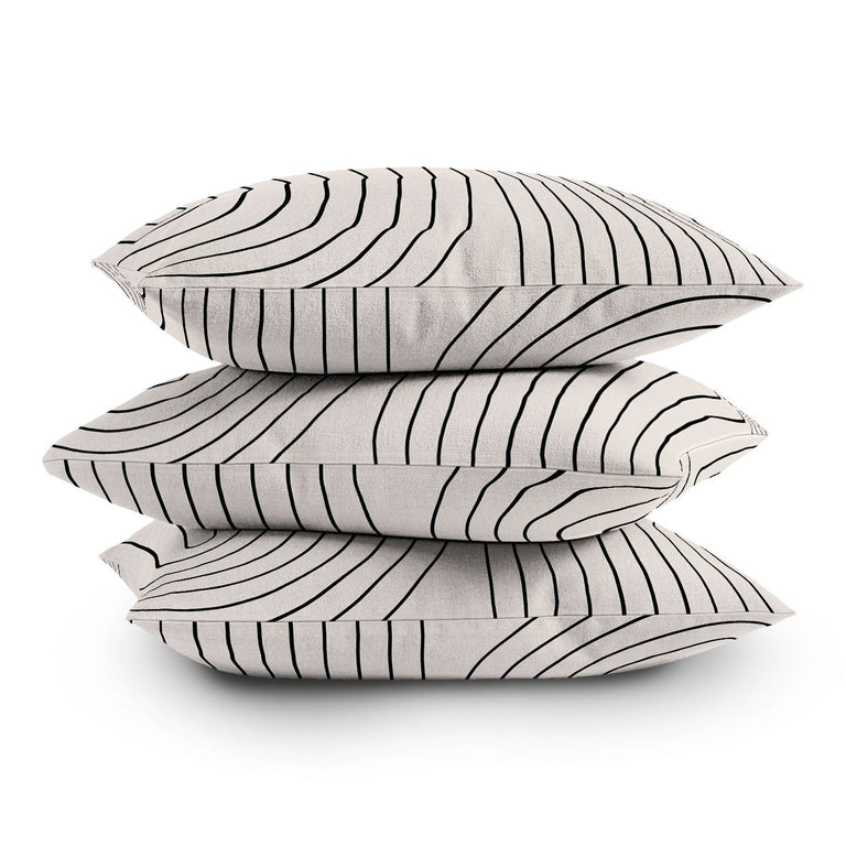 MINIMAL LINE CURVATURE WHITE THROW PILLOW