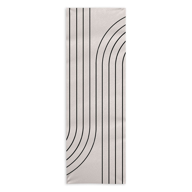 Minimal Line Curvature White Yoga Towel