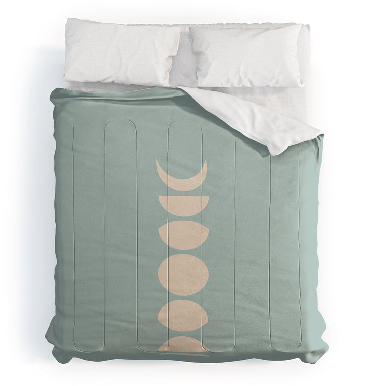 MINIMAL MOON PHASES SAGE DUVET / COMFORTER