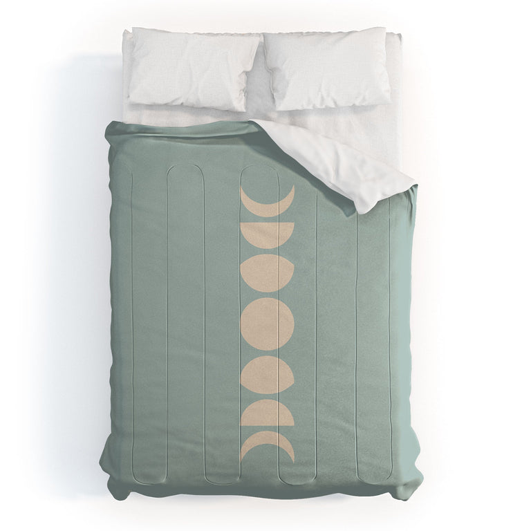 MINIMAL MOON PHASES SAGE DUVET / COMFORTER