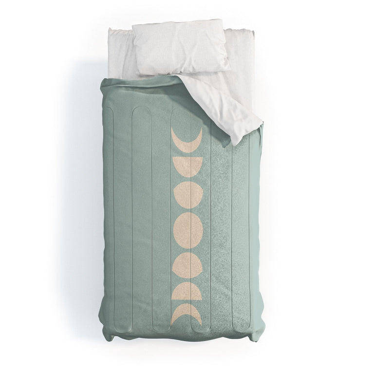 MINIMAL MOON PHASES SAGE DUVET / COMFORTER