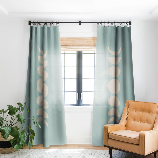 MINIMAL MOON PHASES SAGE BLACKOUT NON REPEAT WINDOW CURTAIN