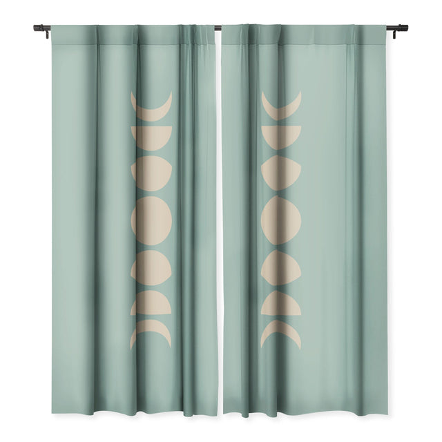MINIMAL MOON PHASES SAGE BLACKOUT NON REPEAT WINDOW CURTAIN