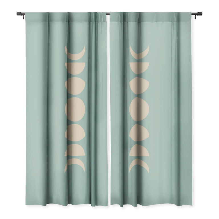 MINIMAL MOON PHASES SAGE BLACKOUT NON REPEAT WINDOW CURTAIN