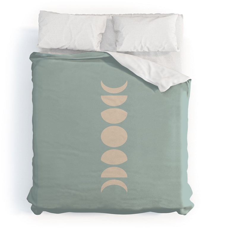 MINIMAL MOON PHASES SAGE DUVET / COMFORTER