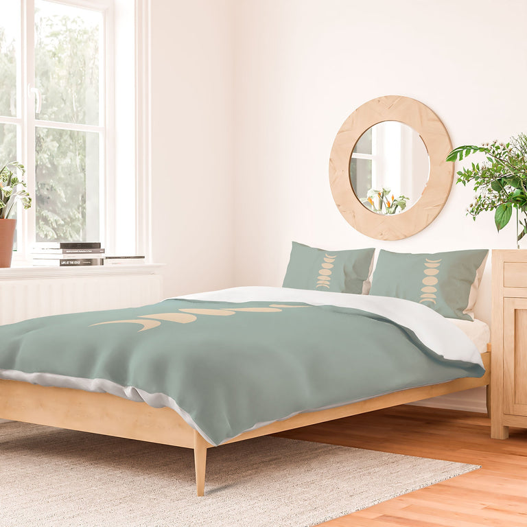 MINIMAL MOON PHASES SAGE DUVET / COMFORTER