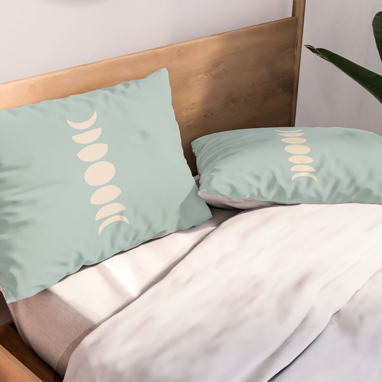 MINIMAL MOON PHASES SAGE PILLOW SHAMS