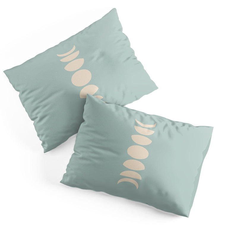 MINIMAL MOON PHASES SAGE PILLOW SHAMS