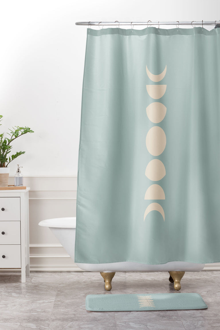 COLOUR POEMS MINIMAL MOON PHASES SAGE MEMORY FOAM BATH MAT