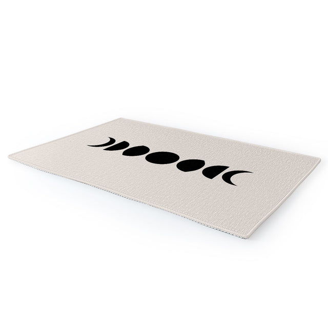 Minimal Moon Phases White Area Rug