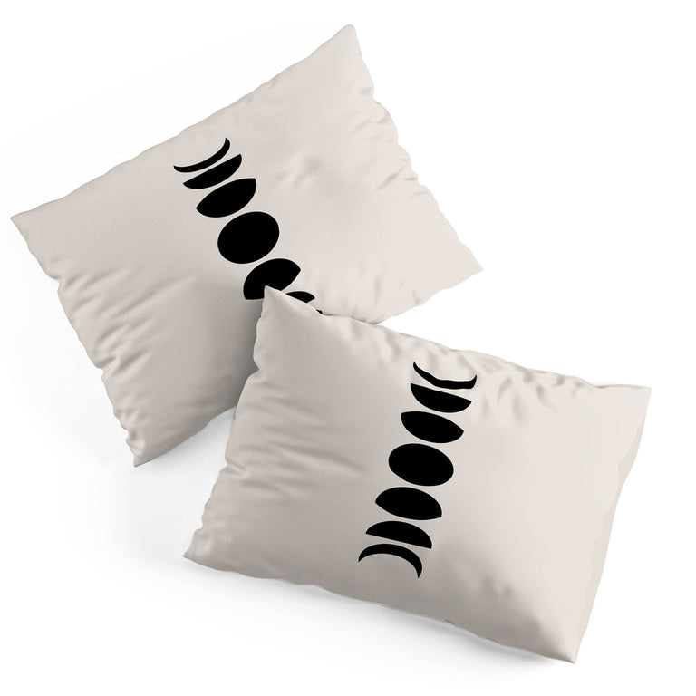 MINIMAL MOON PHASES WHITE PILLOW SHAMS