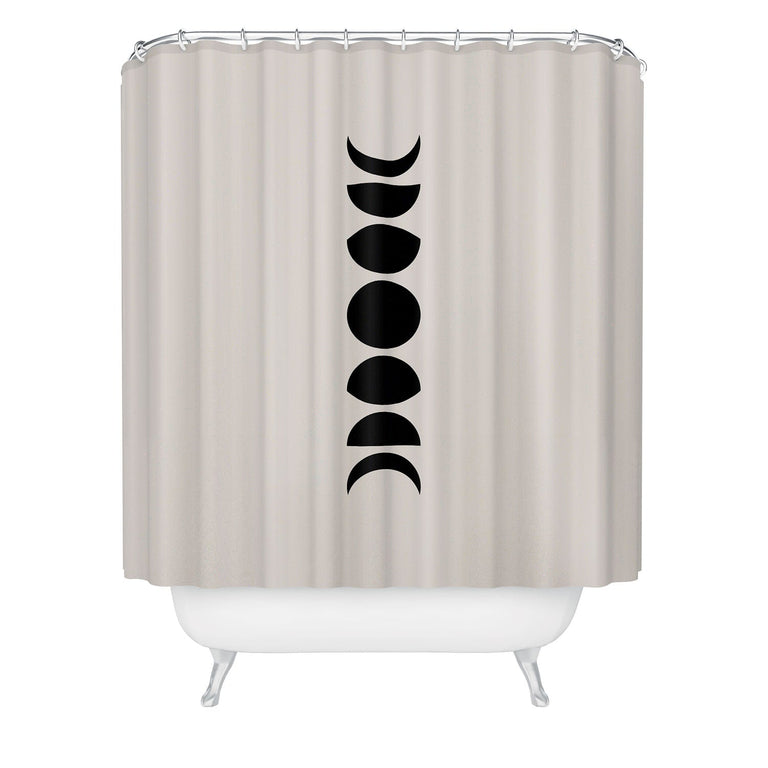 COLOUR POEMS MINIMAL MOON PHASES WHITE SHOWER CURTAIN