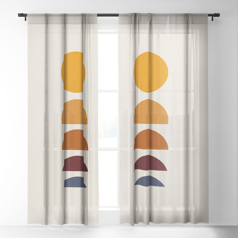 MINIMAL SUNRISE SUNSET I SHEER NON REPEAT WINDOW CURTAIN