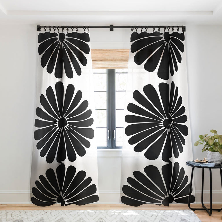 RETRO DAISY I SHEER NON REPEAT WINDOW CURTAIN