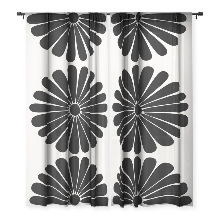RETRO DAISY I SHEER NON REPEAT WINDOW CURTAIN