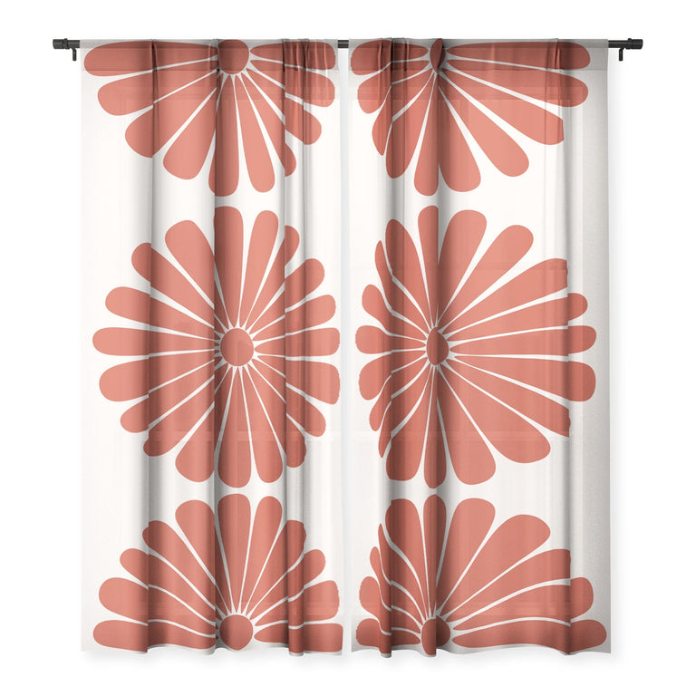 RETRO DAISY III SHEER NON REPEAT WINDOW CURTAIN
