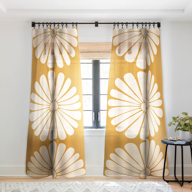 RETRO DAISY XIX SHEER NON REPEAT WINDOW CURTAIN