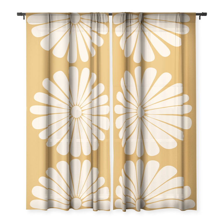 RETRO DAISY XIX SHEER NON REPEAT WINDOW CURTAIN
