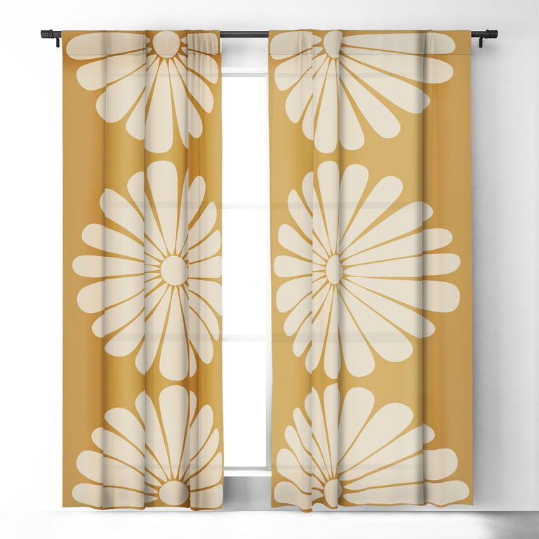 RETRO DAISY XIX BLACKOUT NON REPEAT WINDOW CURTAIN