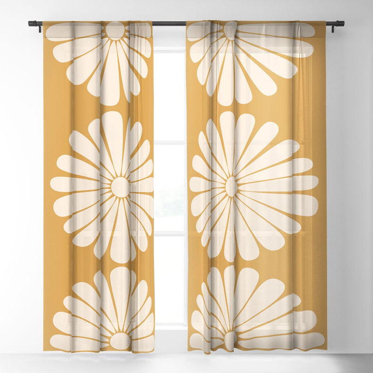 RETRO DAISY XIX SHEER NON REPEAT WINDOW CURTAIN