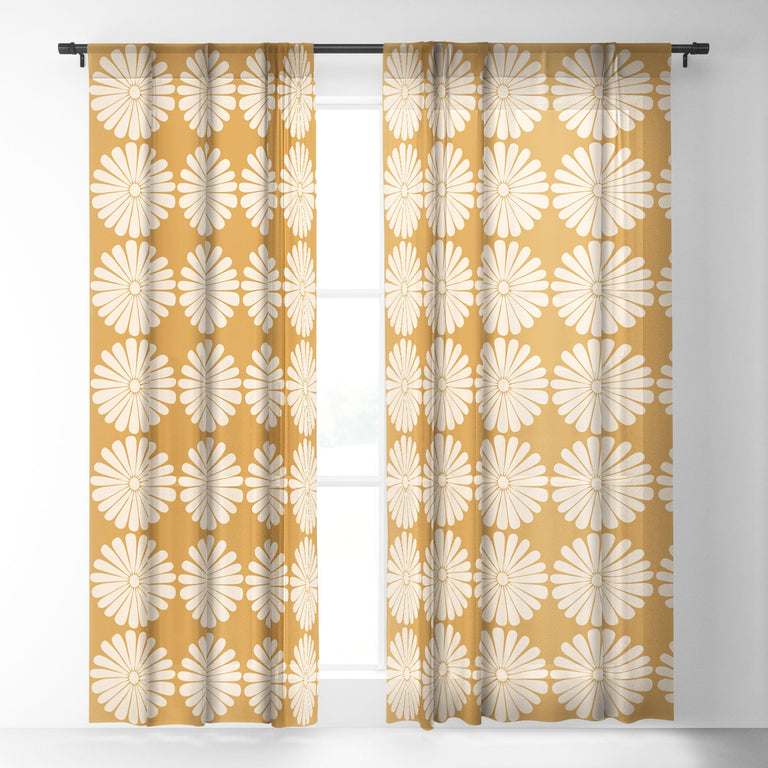 RETRO DAISY XIX SHEER WINDOW CURTAIN