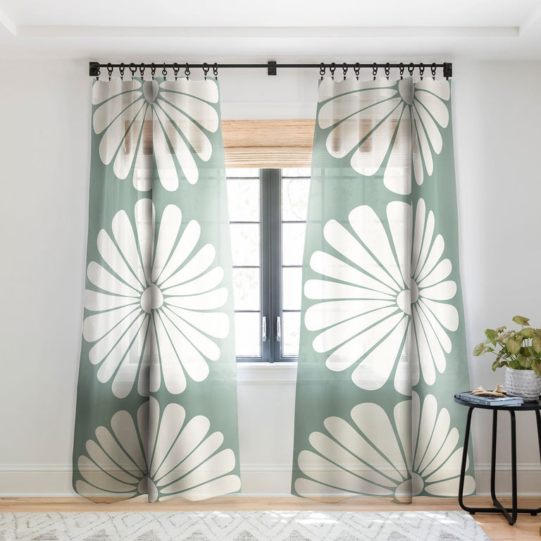 RETRO DAISY XX SHEER NON REPEAT WINDOW CURTAIN