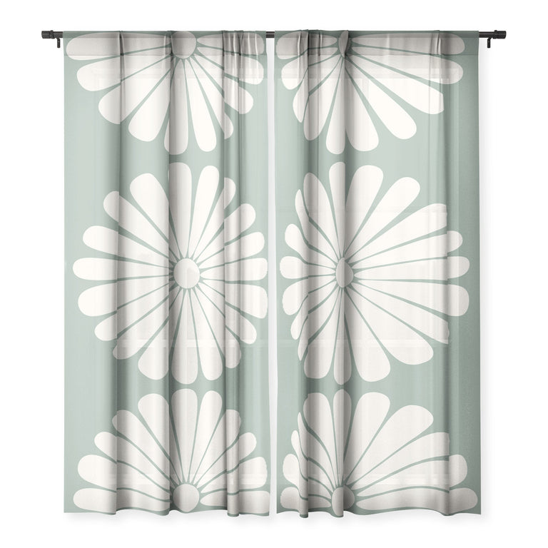 RETRO DAISY XX SHEER NON REPEAT WINDOW CURTAIN