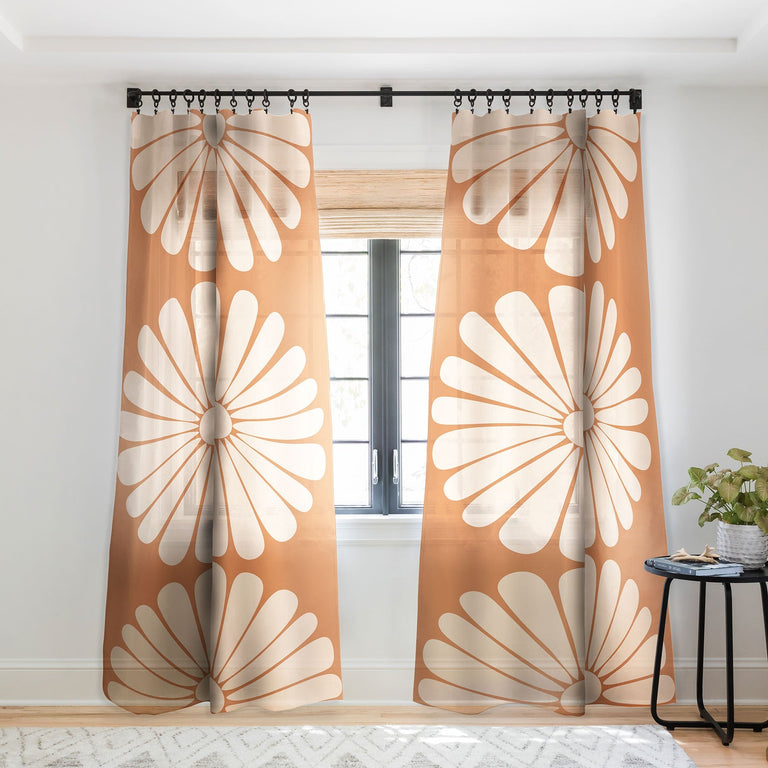 RETRO DAISY XXII SHEER NON REPEAT WINDOW CURTAIN