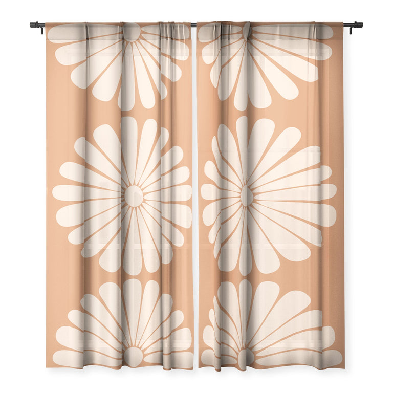 RETRO DAISY XXII SHEER NON REPEAT WINDOW CURTAIN