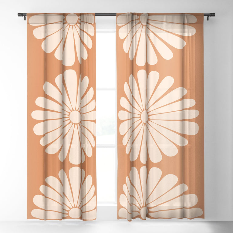 RETRO DAISY XXII SHEER NON REPEAT WINDOW CURTAIN