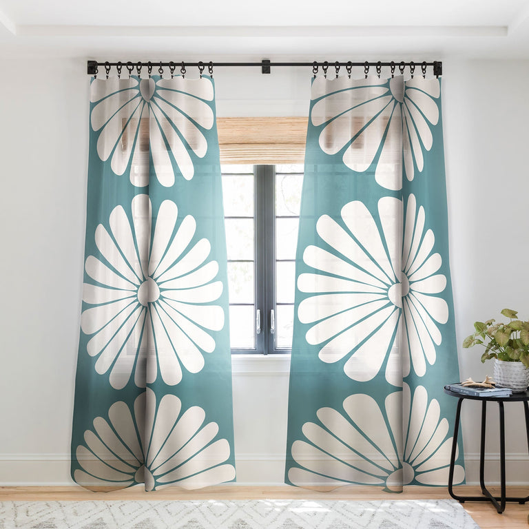 RETRO DAISY XXIII SHEER NON REPEAT WINDOW CURTAIN