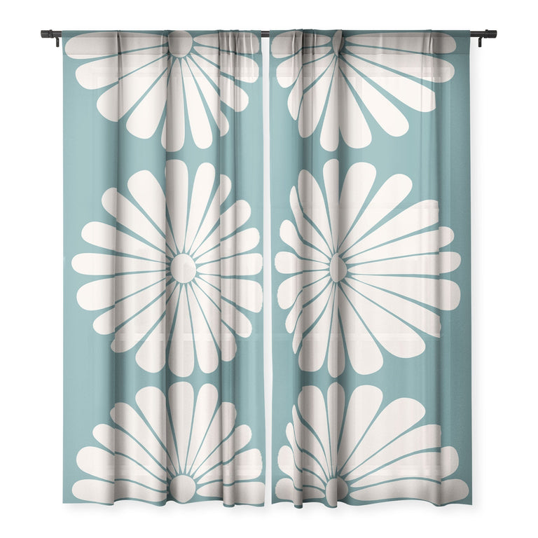 RETRO DAISY XXIII SHEER NON REPEAT WINDOW CURTAIN