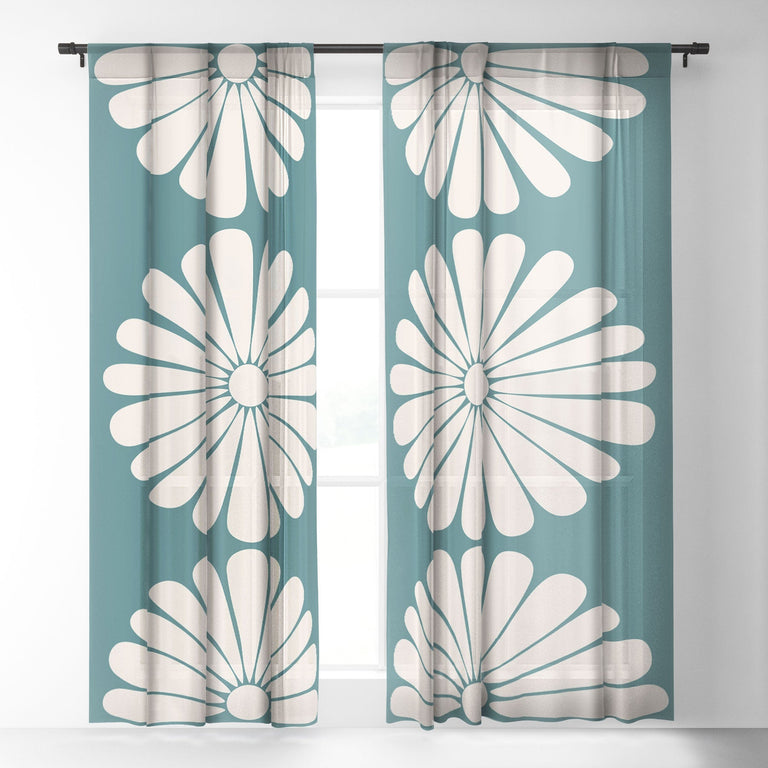 RETRO DAISY XXIII SHEER NON REPEAT WINDOW CURTAIN