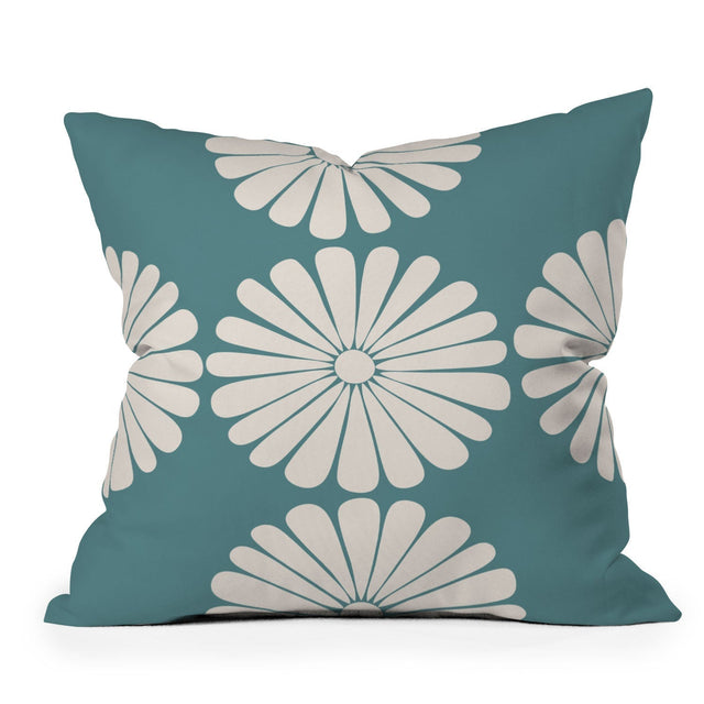 RETRO DAISY XXIII OUTDOOR THROW PILLOW 16" x 16"