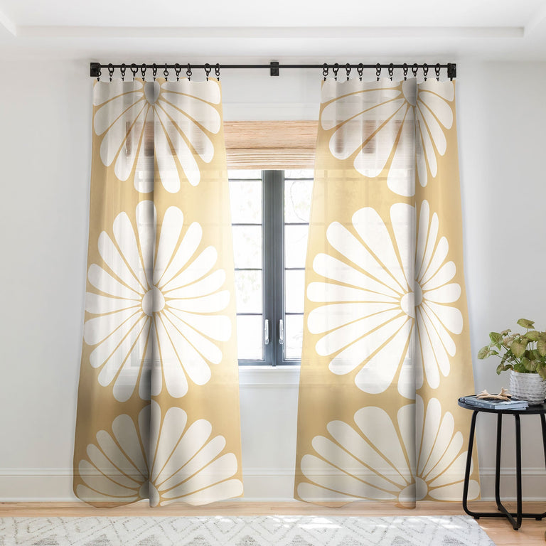 RETRO DAISY XXIV SHEER NON REPEAT WINDOW CURTAIN