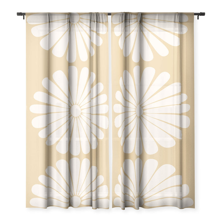 RETRO DAISY XXIV SHEER NON REPEAT WINDOW CURTAIN
