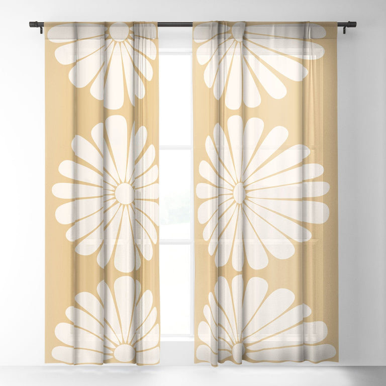 RETRO DAISY XXIV SHEER NON REPEAT WINDOW CURTAIN
